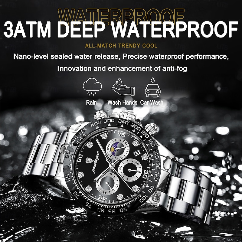 Luxury Men Watch Chronograph Waterproof Luminous Date Man Wristwatch Outdoor Sport Stainless Steel Men's Quartz Watches3