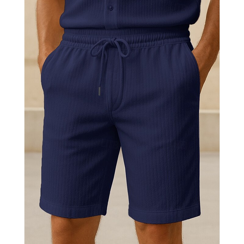 Men's Shorts Summer Shorts Casual Shorts Pocket Drawstring Elastic Waist Plain Comfort Breathable Short Outdoor Vacation Sport Casual Black Wine2