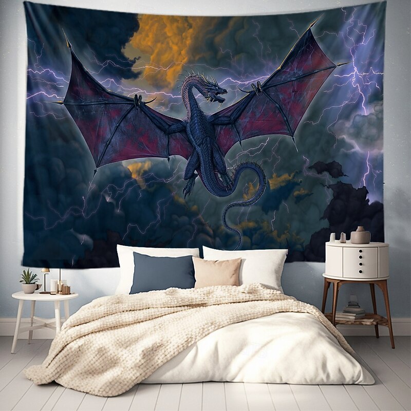 "Thunder Dragon" Vincent Hie Hanging Tapestry Wall Art Large Tapestry Mural Decor Photograph Backdrop Blanket Curtain Home Bedroom Living Room Decoration2
