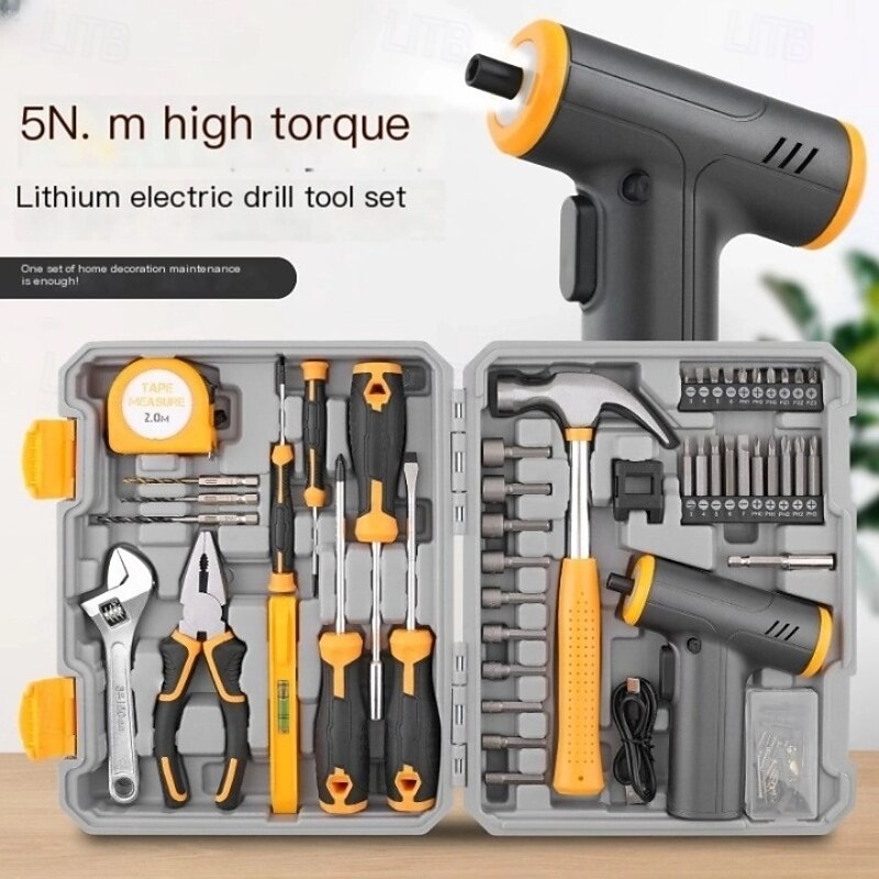 Power Drill Tool Set Kit, Cordless Drill Tool Box, Electric Drill Driver for Home Hand Repair Power Tools Sets Drills Case2