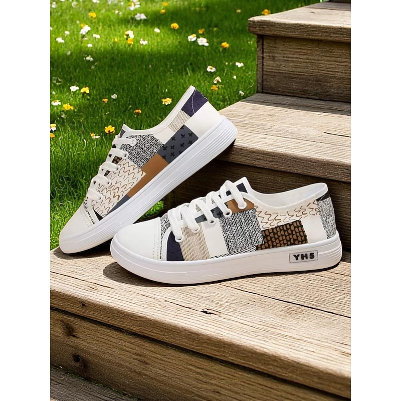 Women's Colorblock Canvas Sneakers – Lightweight Lace-Up Casual Shoes for Daily Wear, Travel and Street Style4