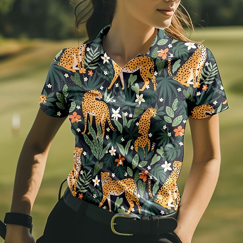Women's Animal Tennis Shirt Short Sleeves Print UPF50+ Quick Dry Tennis Golf Badminton Polo Collar Tee Tshirt Top White Yellow Pink Tennis Clothing4