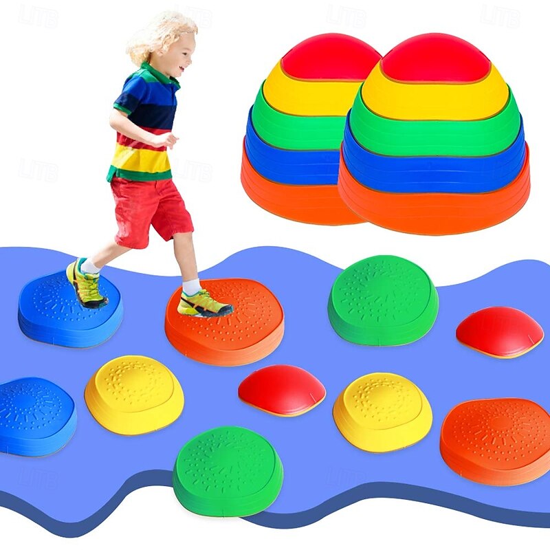 OMNISAFE Kids Balance Stepping Stones - Non-Slip Textured Surface & Rubber Edges  Indoor/Outdoor Obstacle Course Toy for Coordination, Strength & Sensory Training4