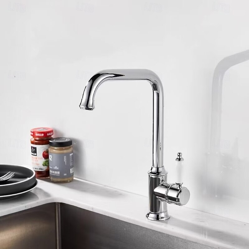 Kitchen faucet - Single Handle One Hole Electroplated Pull-out / Pull-down Centerset Retro Vintage Kitchen Taps4