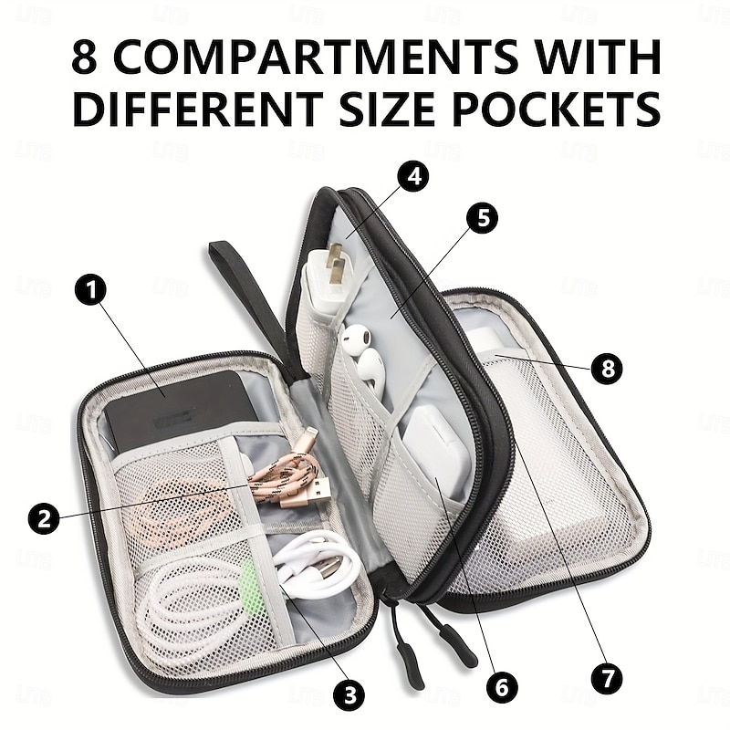 Electronics Organizer Travel Accessories Storage Bag, Cable Organizer Bag Portable for Cables Charger Adapter Hard Drives SD Cards2