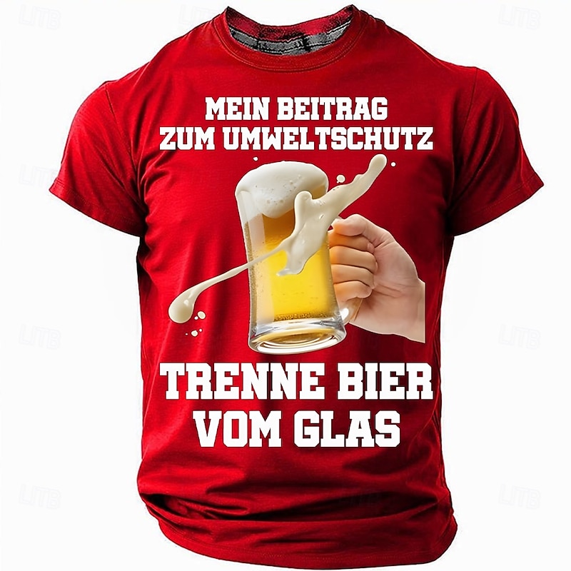 Men's Beer German T Shirt Short Sleeve T shirt 3D Print Crew Neck Shirt Fashion Daily Basic Street Casual Daily Black Red Blue Summer Spring All Seasons Clothing Apparel S M L XL XXL XXXL4