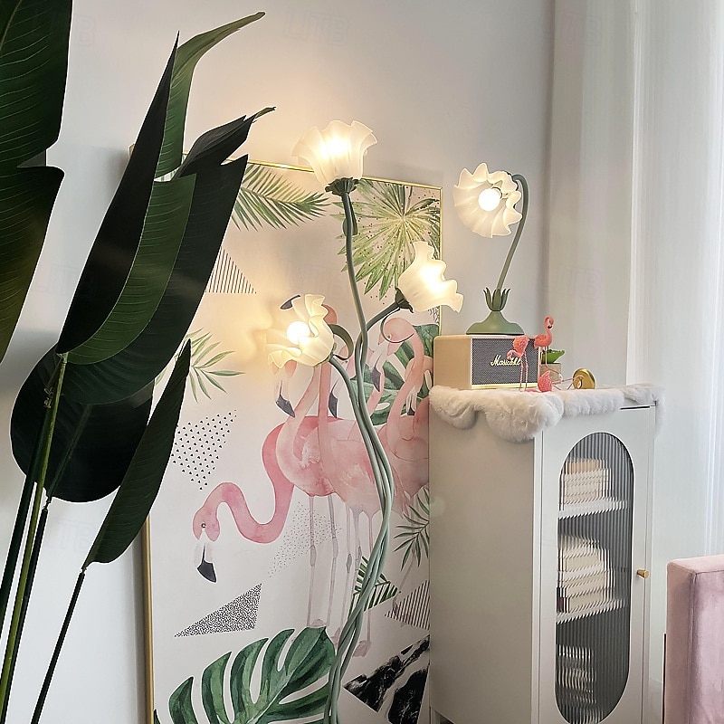 Floor Lamp  2/3 Heads Vintage Rural Floor Lamp Living Room Sofa Bedroom Lamp French Style Lily of The Valley Flower Floor Lamp4