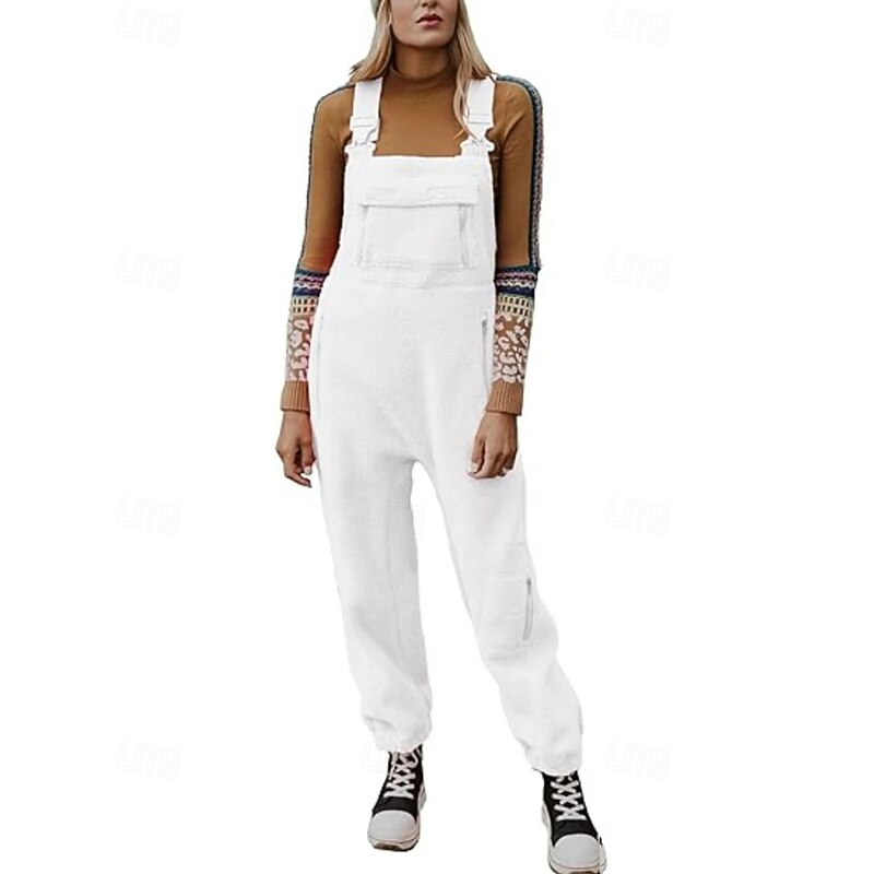 Women's Normal Jumpsuit Streetwear Solid Color Sleeveless U Neck Pocket Street Going out Regular Fit Black White Pink Summer2