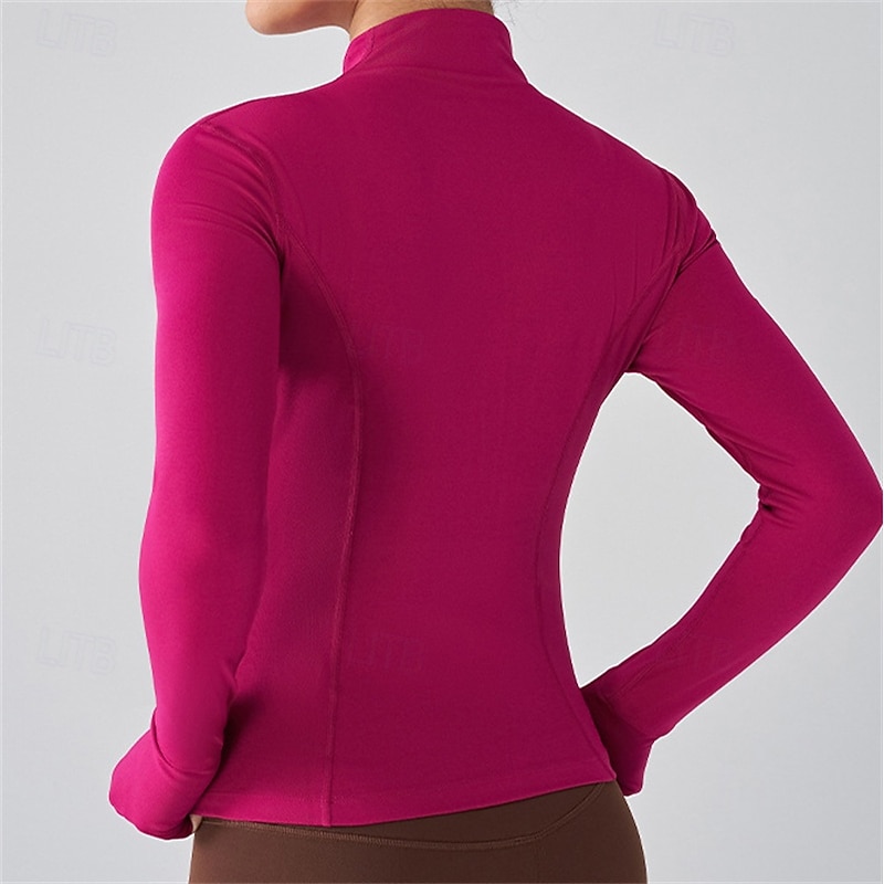 Women's Solid Colored Tennis Sports Jacket Sport Jacket Long Sleeve Zipper Moisture Wicking Breathable Tennis Golf Pickleball Stand Collar Black White Pink Tennis Clothing2