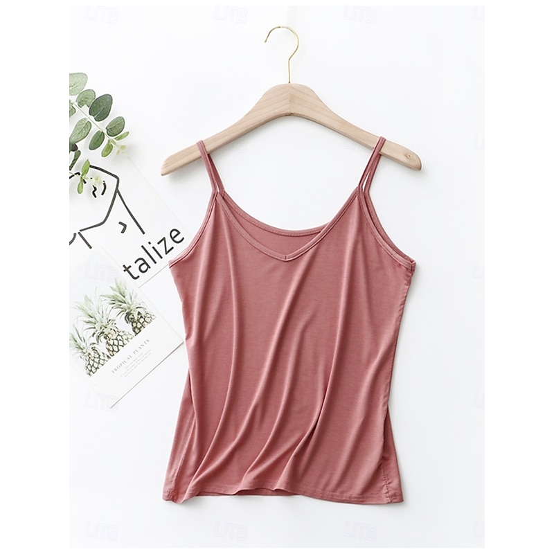 Women's Camisole Tank Top Solid Color Daily Basic Casual Sleeveless Strap Regular Tops Daily Backless Black White Pink Navy Blue Green Summer3