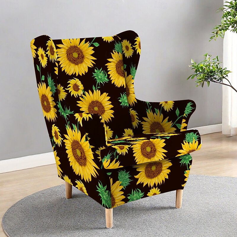 Wingback Chair Cover Floral Striped Geometric Printed Armchair Slipcovers