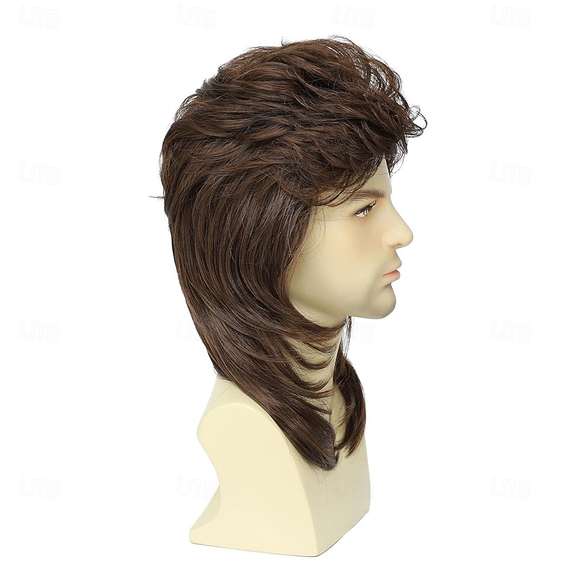 Mullet Wigs for Men 80s 90s Costumes Fancy Party Accessory Cosplay Wig Halloween Man x3