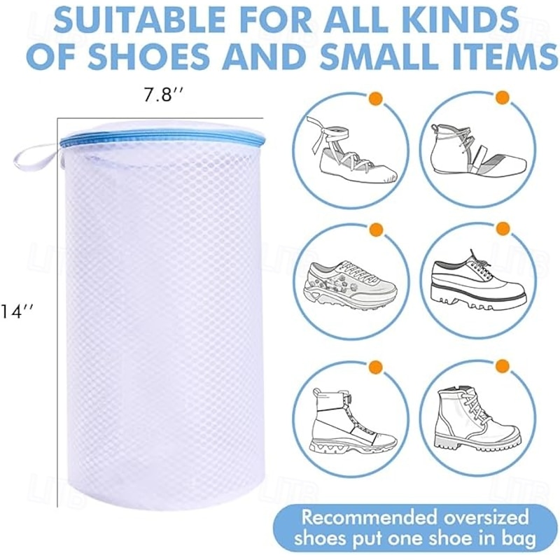 2 Pack Shoes Wash BagsShoe Washing Machine Bagshoe laundry bag for washing machineHoneycomb Mesh Laundry Bags with Zipper for SneakersRunning ShoesSockBrasDelicates and Toys2