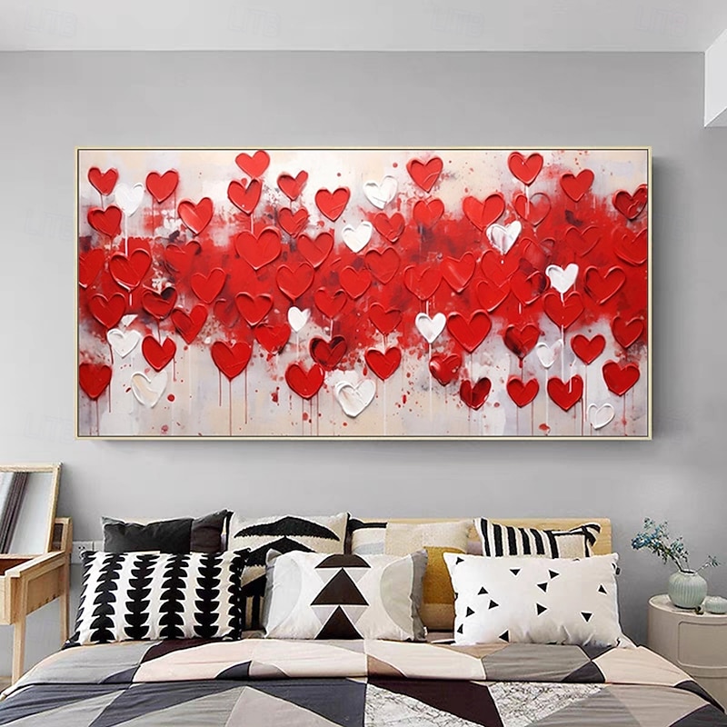 Mintura Handmade Texture Abstract Heart Chart Press Oil Paintings On Canvas Wall Art Decoration Modern Picture For Home Decor Rolled Frameless Unstretched Painting3