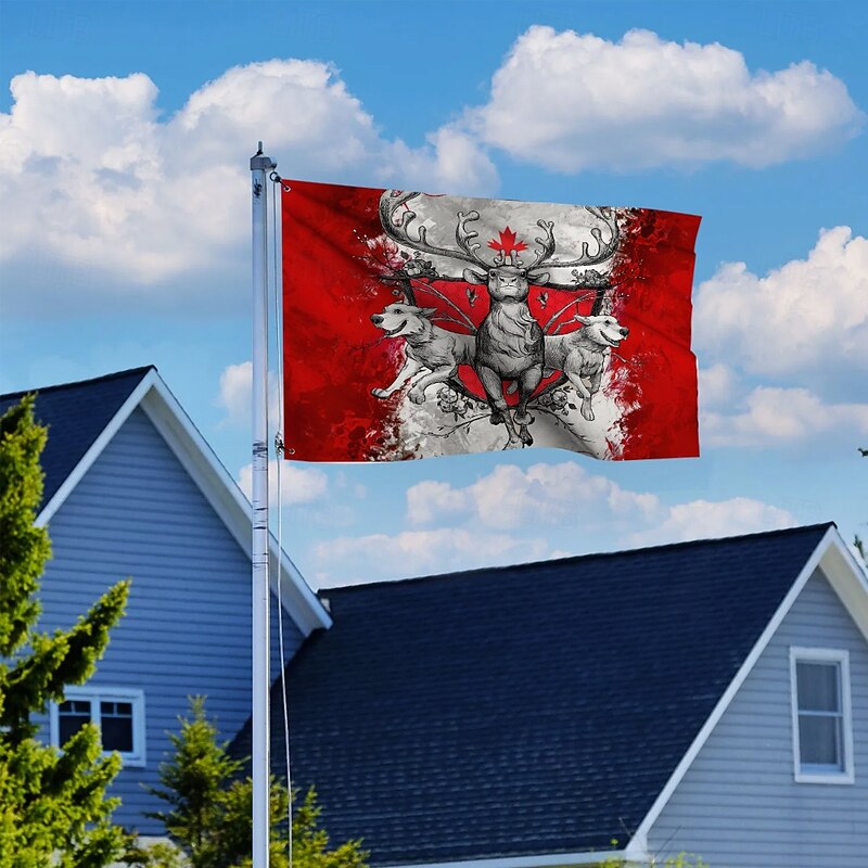 Canada Day Outdoor Indoor with Grommets Patriotic Flag O Canada House Yard Garden Decorations Holiday Banner Sign3