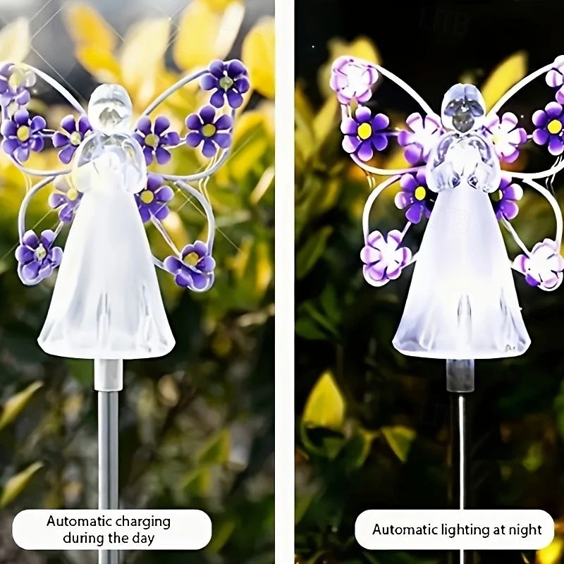 1/2 Pcs Solar Angel Lights Garden Pile Light LED Angel Solar Landscape Lawn Light for Cemetery Grave Memorial Gift Christmas Lawn Yard Walkway Landscape Decoration4