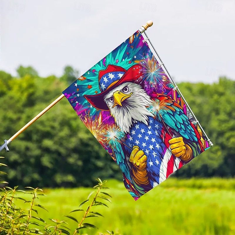 4th of July Independence Day Garden Flag 12 x 18 Inch Yard Flags, Small Garden Flags for Outside, Outdoor Flags, Holiday Fireworks Garden Flags for All Seasons3