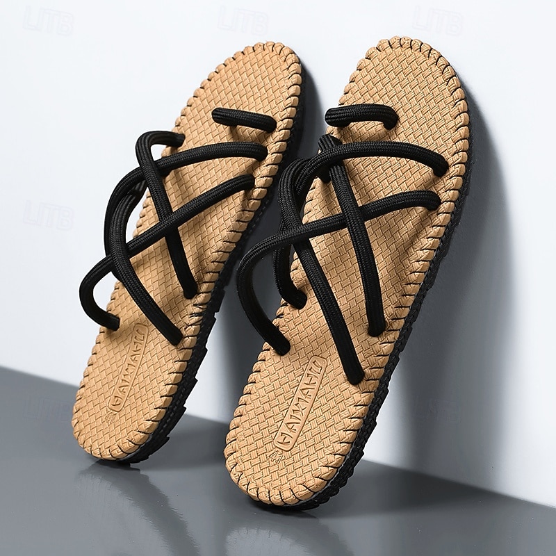 Men's Black and White Strapped Sandals, Lightweight and Stylish with Flexible Fit, Perfect for Everyday Wear, Casual Outdoor Adventures, and Vacation Use2