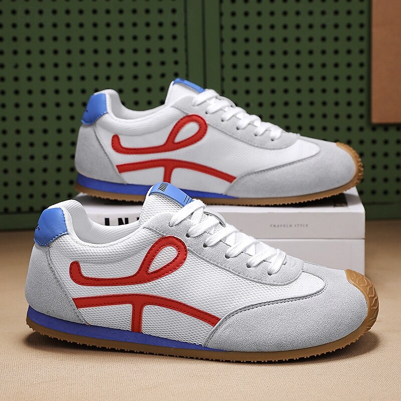 Men's White Sporty Sneakers with Red and Blue Accents - Casual, Lightweight, Ideal for Active Lifestyle and Outdoor Activities4