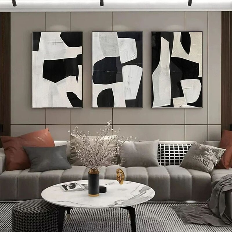 Handmade wall art paintings Hand Painted black white Oil Painting Wall Modern paintings Fashion Abstract Black White Canvas Painting Home Decoration Decor Canvas Paingtings4