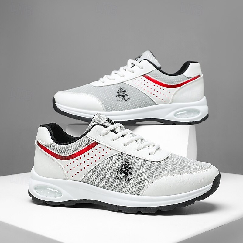 Men's White and Grey Running Sneakers with Breathable Upper and Air Cushion - Sporty, Comfortable, Perfect for Running, Gym and Outdoor Activities4