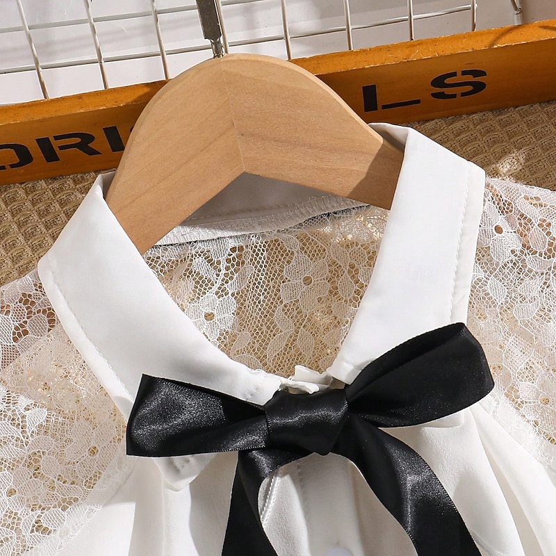 Kids Girls' Blouse Solid Color School Long Sleeve Ruffle Daily 7-13 Years Summer White3