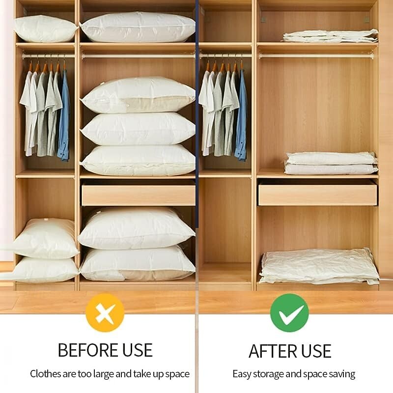 5 Pack Vacuum Compression Bag with with Hand Pump for Travel, Space Saving Vacuum Storage Sack, Travel Essentials Compression Bags, Vacuum Seal Bags for Clothes4