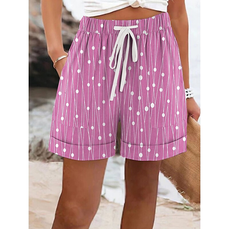 Women's Chinos Shorts Vacation Vintage Casual Short Mid Waist Graphic Striped Drawstring Elastic Waist Vacation Daily Amethyst Robin's Egg Blue Green Khaki Summer Spring Regular Fit4