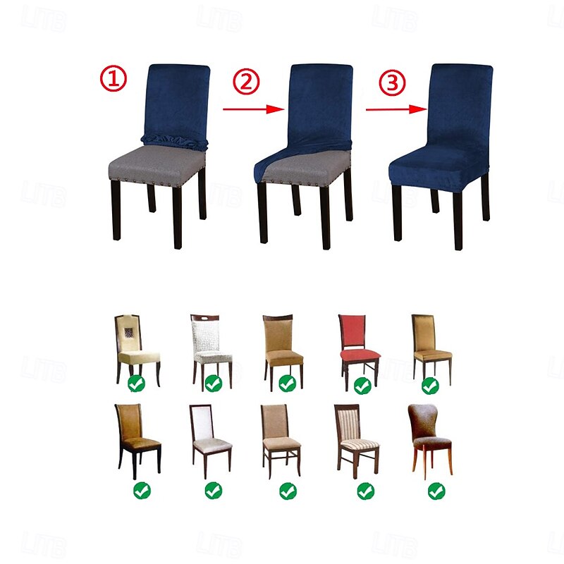 2 Pcs Stretch Dining Chair Cover Slipcover for Dinning Party Elastic Anti-dust Seat Coverfor Hotel Office Ceremony Banquet Wedding Party3