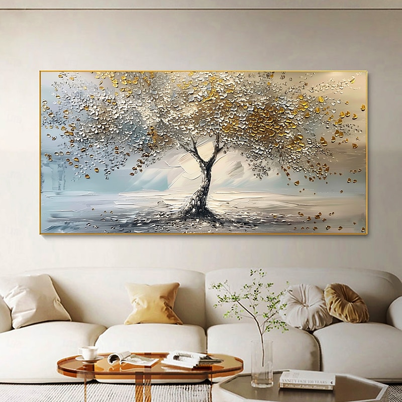 Handmade Original Tree of Life Oil Painting On Canvas Abstract Tree Scenery Wall Art for Home Decor With Stretched Frame Without Inner Frame Painting4