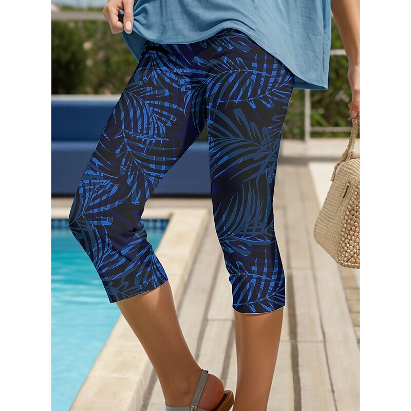Women's Leggings Capri Pants High Elasticity Vacation Vintage Fashion Calf-Length High Waist Graphic Leaf Printing Thermal Warm Breathable Soft Stretchy Formal Outdoor Vacation4