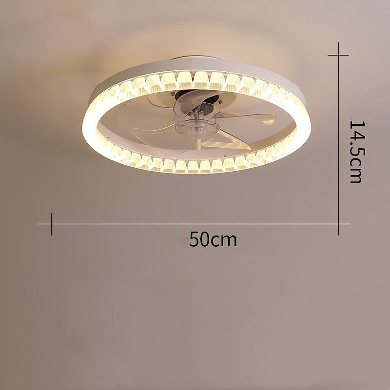 Ceiling Fan with Light Ring Circle Design 50cm App & Remote Control, Timing & 3 Led Color Led Ceiling Fan, 6 Wind Speeds Modern Ceiling Fan for Bedroom, Living Room, Small Room3