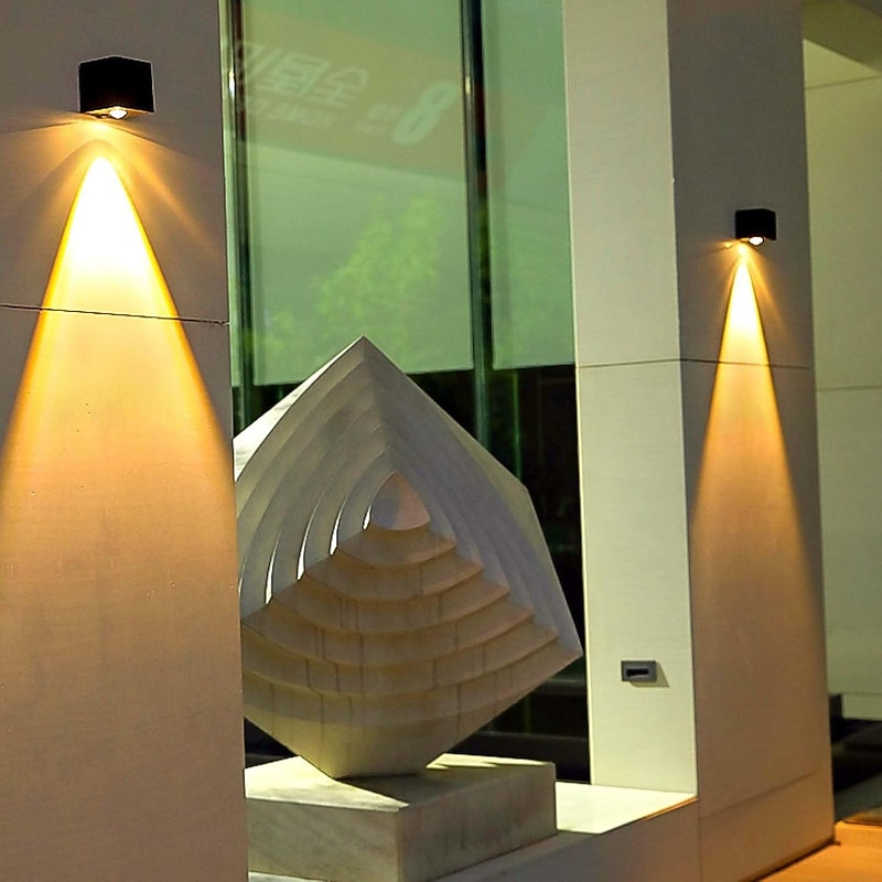 2PCS Solar Fence Lights Waterproof Graden Lights Solar Wall Lamp Outdoor Wall Washer Landscape Spotlights Lanterns for Home Wall Porch Garden Patio Decor2