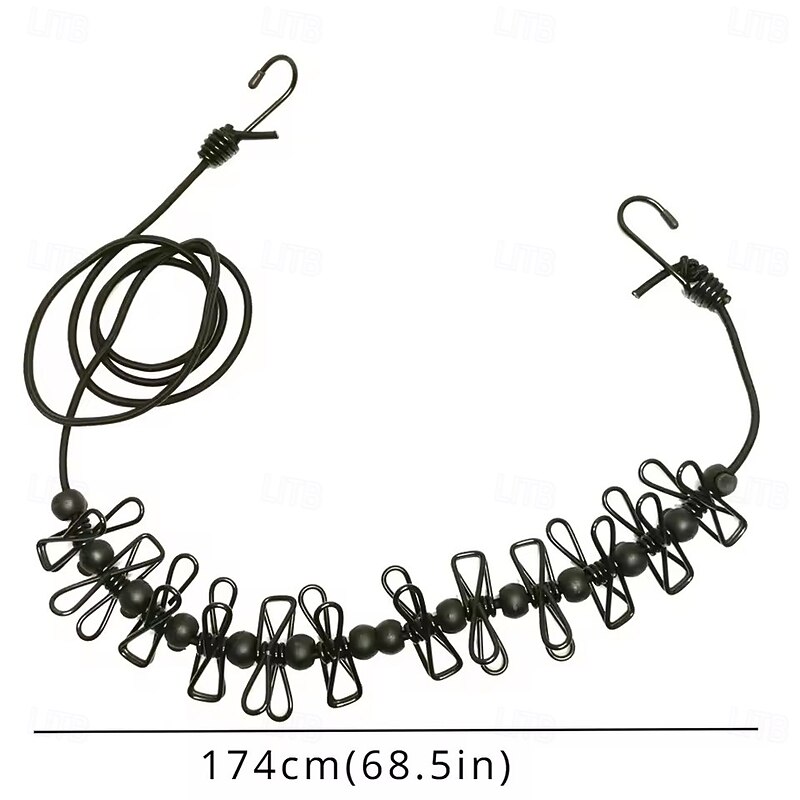 Outdoor Camping Non-slip stretch clothesline With 12Clips Travel Stretchy Clothesline Sock Line Hanging Laundry Drying Rope2