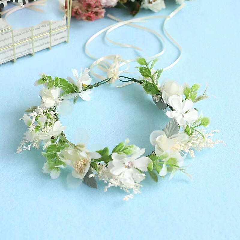 Bohemian Hair Accessories Woodland Wedding Flower Headband Greenery Floral Crown Wreath Photo Prop3