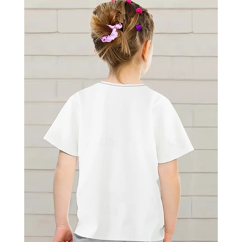 Girls' 3D Rabbit T shirt Tee Short Sleeve Summer Spring Fashion Basic Kids 4-12 Years Crew Neck Outdoor Casual Daily Regular Fit2