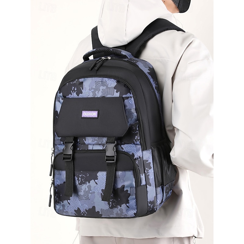 Men's Water-Resistant Camo Print Backpack with Multi-Pocket Storage and Padded Straps – Trendy High-Capacity School Bag for Teen Boys and Outdoor Sports Travel2