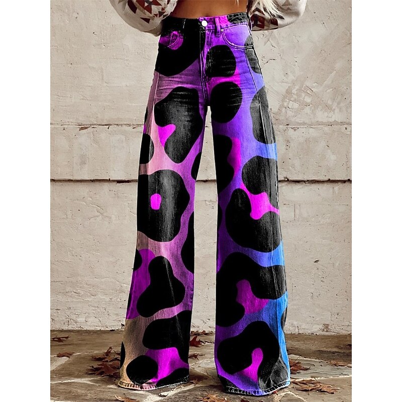 Retro Vintage Boho 1970s Pants Wide Legged Pants Hippie Disco High Waist Camouflage Faux Jeans Style Fancy Dress Women's Carnival Casual Daily Music Festival Retro Theme Party Adults' Pants3