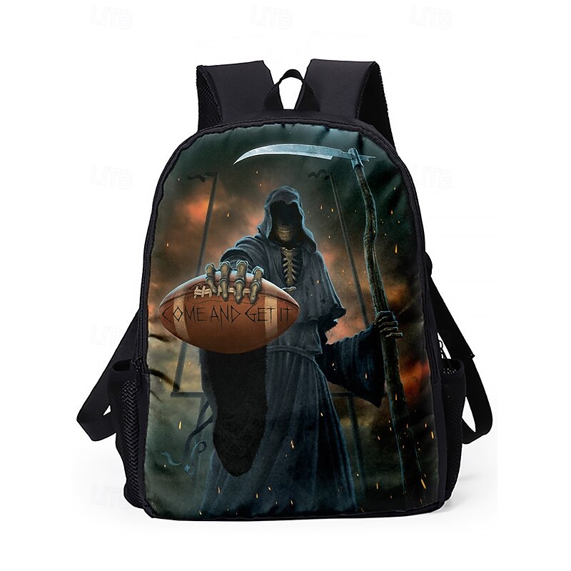 Men's Grim Reaper 3-Piece Backpack Set with Grim Reaper Print - Durable School Bag, Lunch Bag and Pencil Case for Teens Back to School and Gothic Style Lovers Vincent Hie4