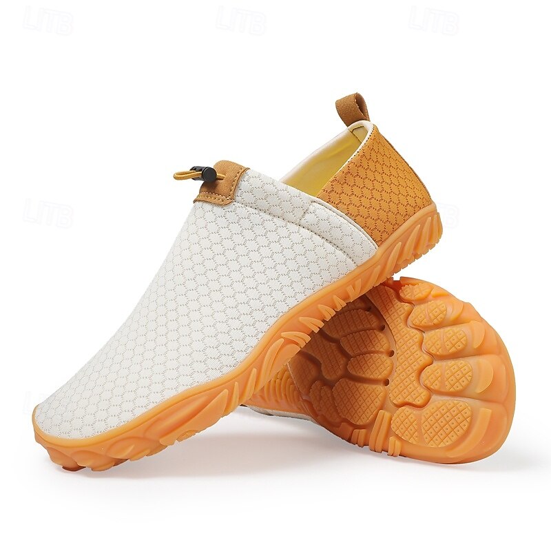 Men's Slip-On Mesh Shoes in Beige and Orange – Stretchy Breathable Loafers for Travel, Summer Outings and Easy On-the-Go Wear3