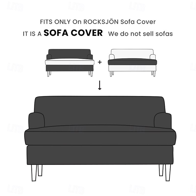 Sofa Cover Suit For ROCKSJÖN Sofa Solid Color Quilted Slipcovers2