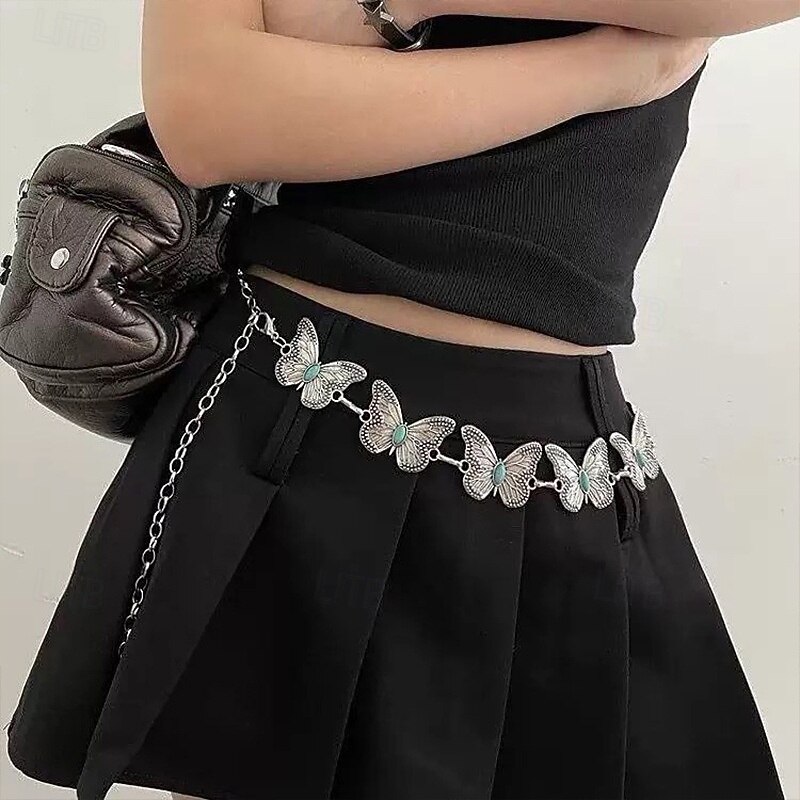 Women's Belt Alloy Silver Chain Street Daily Pure Color