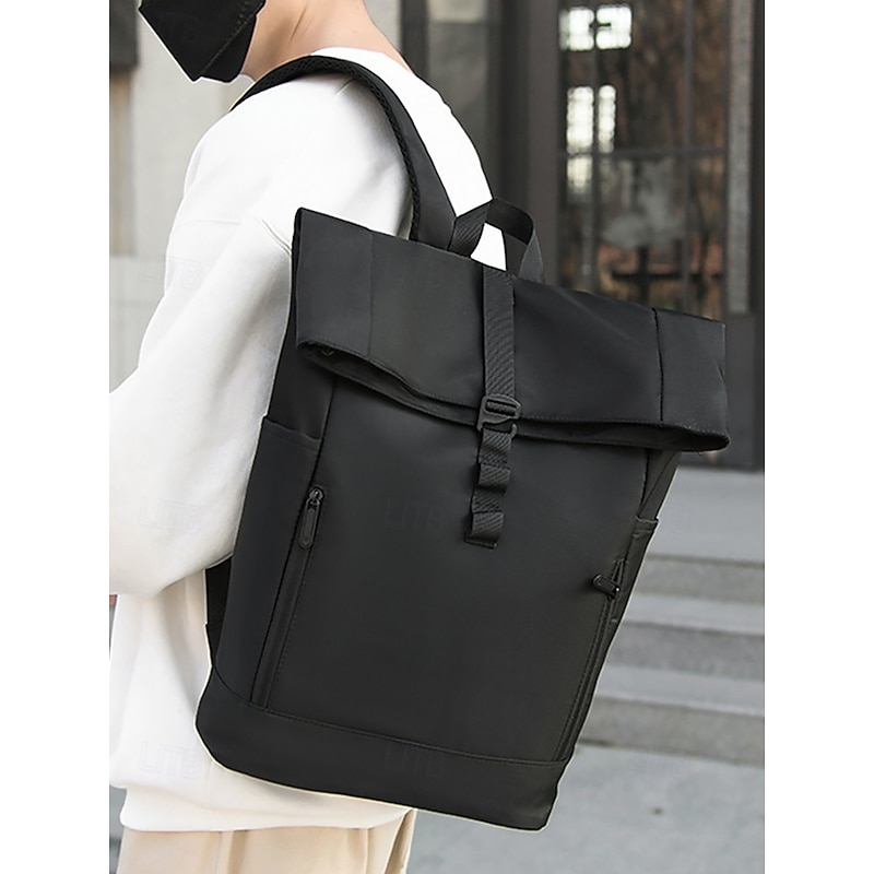 Men's Waterproof Roll-Top Backpack with Multiple Pockets and Large Capacity - Minimalist Style Laptop Bag for Work, Travel or College2