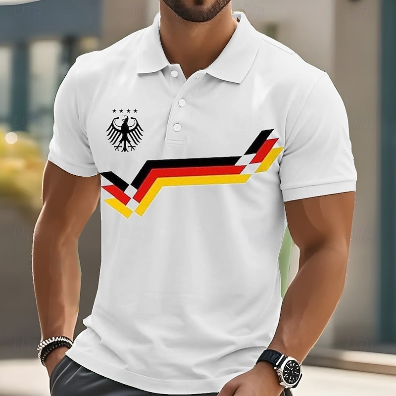 Men's Graphic Polo Short Sleeve Polo Shirts Collared Shirts Casual School Outdoor Daily Wear 3D Print Summer White Blue Green