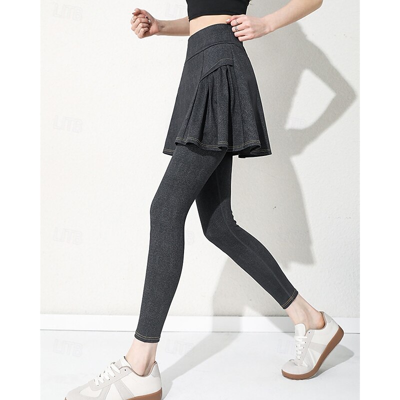 Women's Solid Colored Tennis Skirt with Leggings Side Pockets Quick Dry Tennis Golf Pickleball Bottoms Black Dark Blue Light Blue Spandex Tennis Clothing2