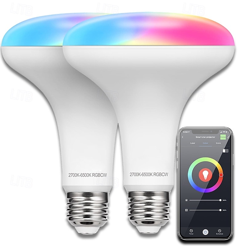 1 Pc Wifi Smart Light Bulb E26/27RGB Color Change 9W850LM Voice Remote Control Dimming Compatible with Alexa Google