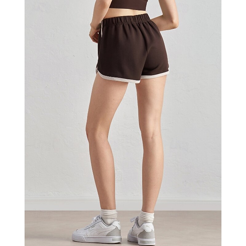 Women's Patchwork Tennis Shorts Ruched Contrast Binding Breathable Tennis Golf Pickleball Black White Brown Tennis Clothing3