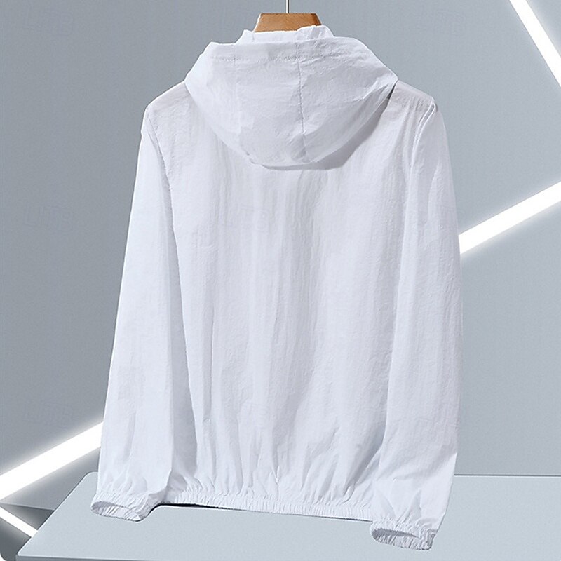Men's Lightweight Jacket Outdoor Jacket Summer Jacket Vacation Daily Sunscreen Quick Dry Pocket Summer Spring Plain Fashion Classic Hooded Regular Black White Pink Blue Green Jacket2