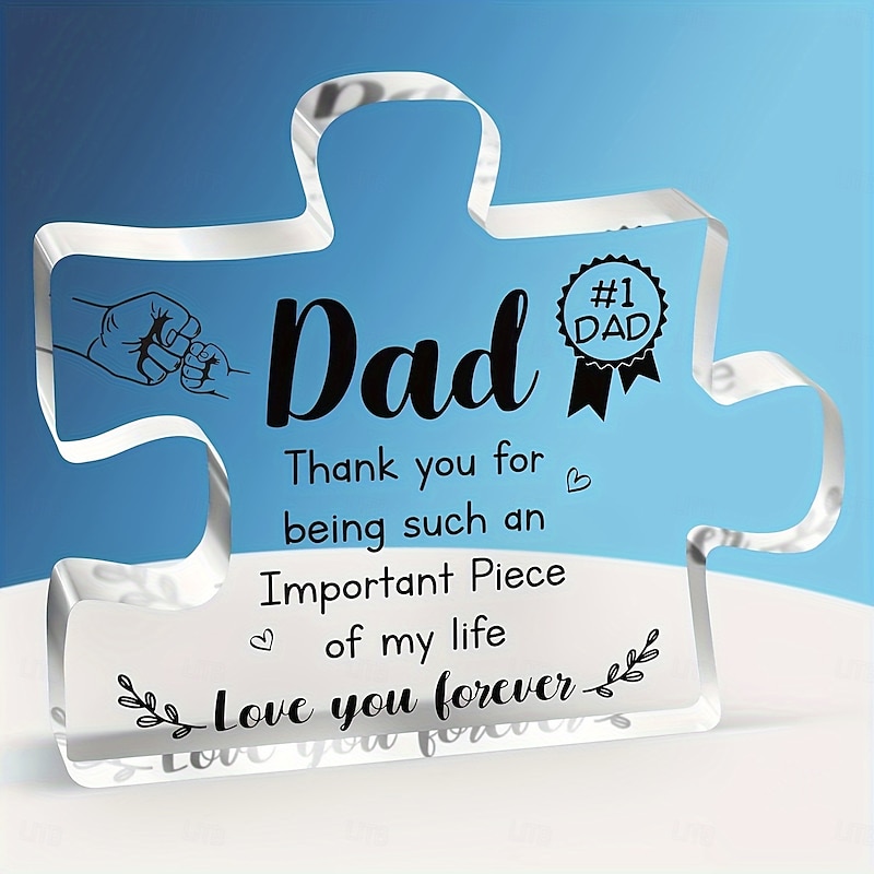 Dad Gift from Daughter or Son, Acrylic Puzzle Plaque Home Decor, Unique Father's Day Gift, Elegant Keepsake Sign for Dad