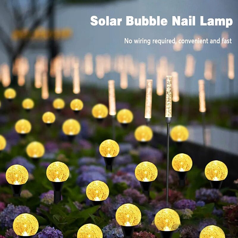 Solar Pathway Lights Landscape Lights Bubble Beads Shaped Outdoor Professional Waterproofing Solar String Lights for Path Garden Patio Decorative Creative Lamp